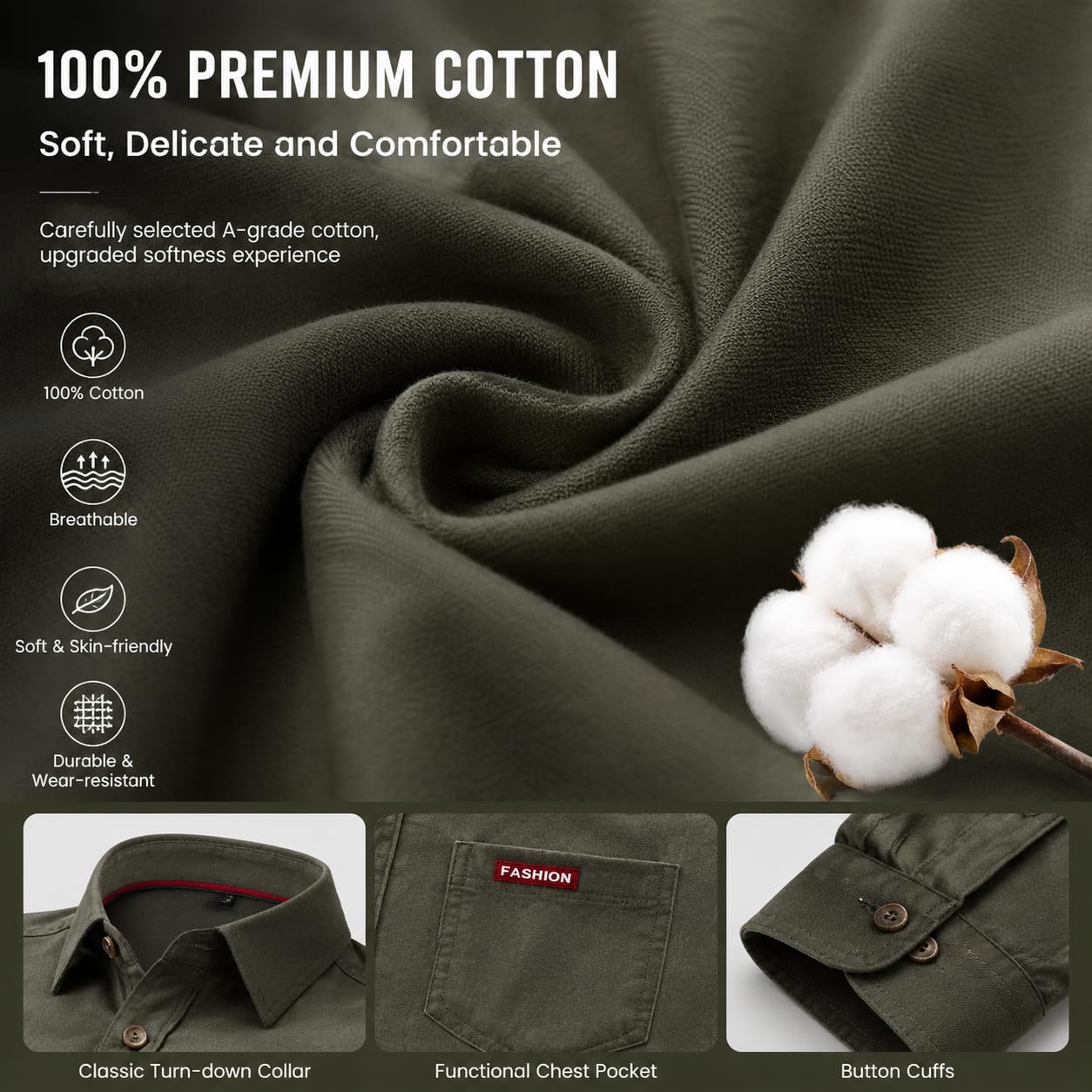 Camicia Da Uomo In Cotone, Giacca Effetto Lino, Vestibilità Slim, Casual, Con Bottoni, Maniche Lunghe, Ideale Per Il Lavoro E Per Le Attività All'Aperto, Perfetta Per L'Oktoberfest E L'Uso Quotidi