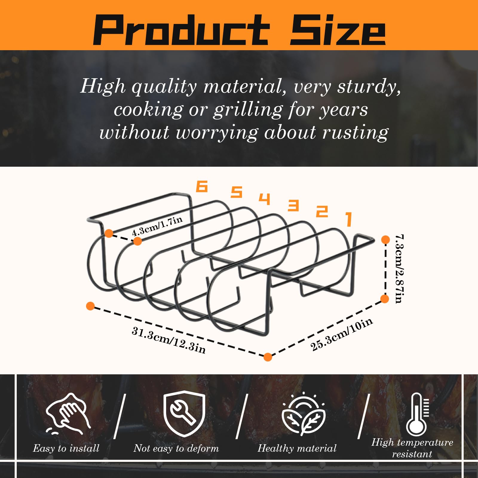 Supporto per Costolette Barbecue, Supporto Bistecche e Costine, Porta Costolette BBQ, per Arrosto Bistecca, per 4 Costolette di Ricambio Croccanti dalla Griglia e dal Forno