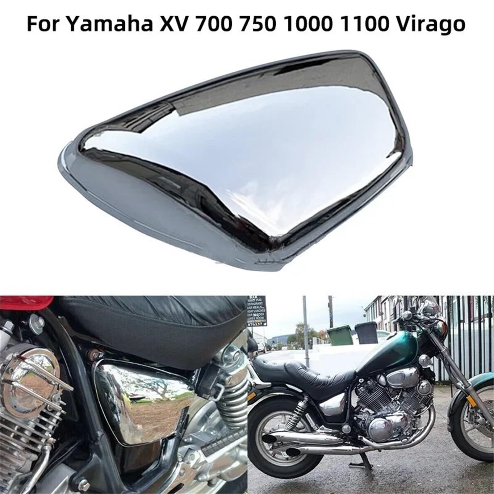 Battery Top Cover Osłona boczna akumulatora motocyklowego, chromowana, pasująca do Yamaha XV700 XV750 1000 1100 Virago 1984-up(Left Right)