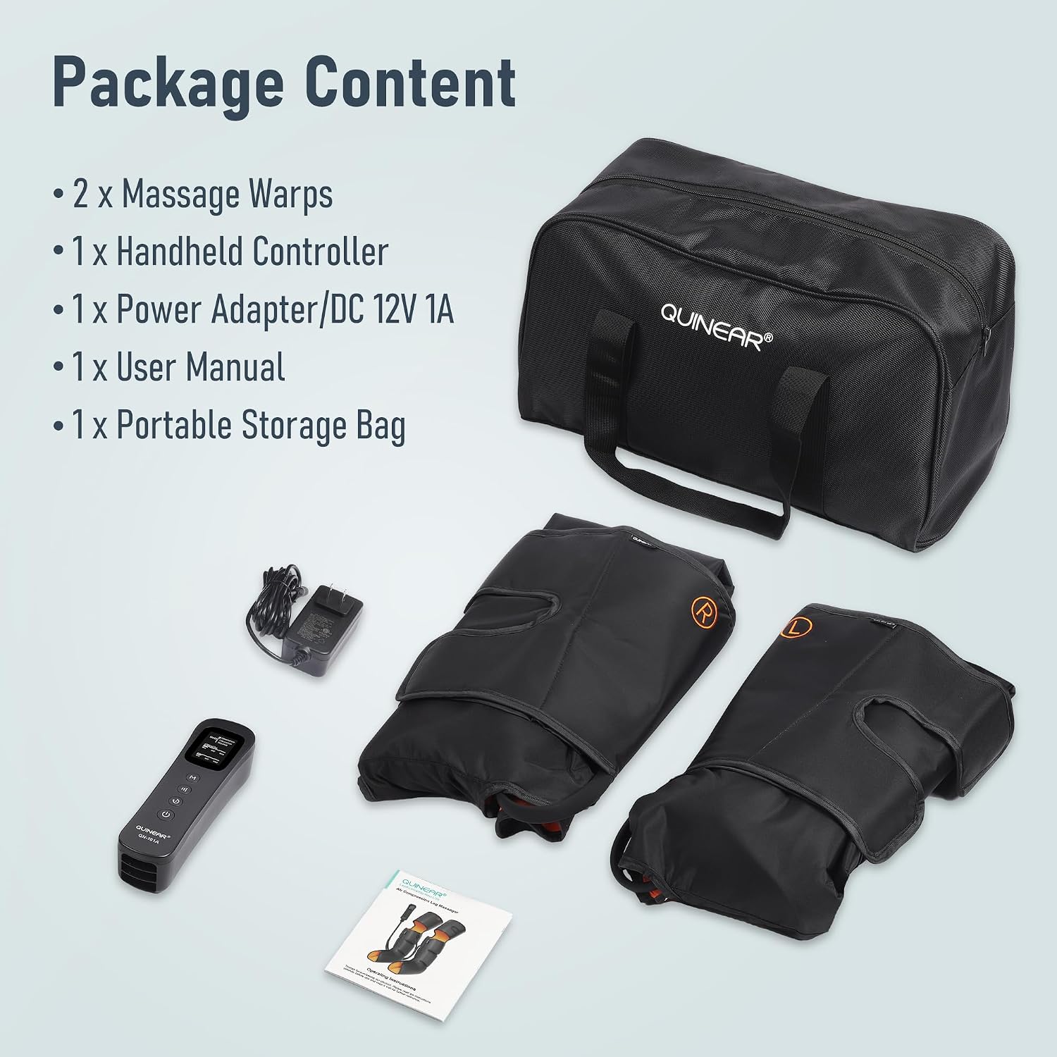 QUINEAR Leg Massager with Compression, 3-in-1 Foot Calf & Thigh Massager and Compression Therapy with Timer, Leg Massage Boots for Athletes