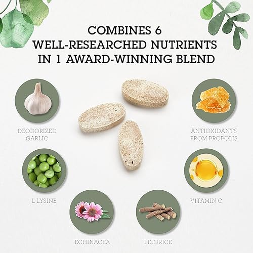 Miniatura 4 de SuperLysine+ Fórmula Avanzada Suplemento de Apoyo Inmunológico Lisina 1500 mg, Vitamina C Echinacea Regaliz, Propóleos de Abeja y Ajo Inodoro, 180
