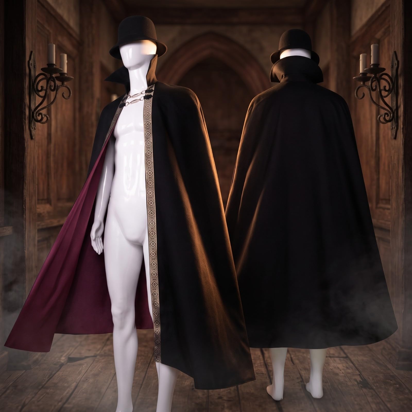 Capa Nocturno Larga Ropa Dramática, Capa con Cuello, Ajustable, para Escenario, 110