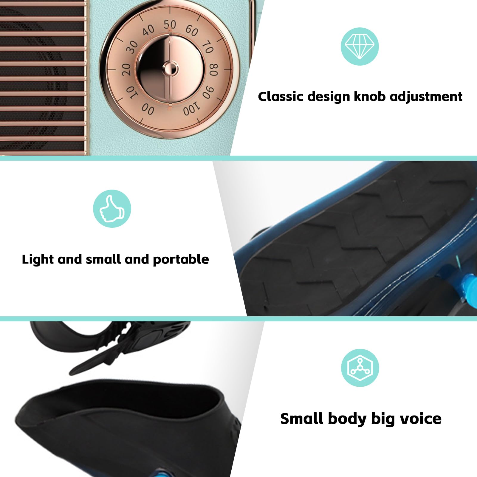 Mini haut-parleur radio Bluetooth rétro - Valise nostalgique avec Bluetooth 5.0, petite radio rechargeable pour le bureau et la maison