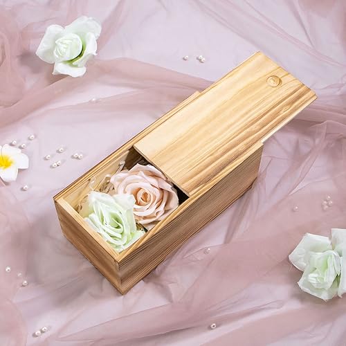 Miniatura 6 de Paquete de 2 cajas de madera vintage con tapa deslizante, 7.8 x 3.9 x 3.1 pulgadas, caja de madera rústica para almacenamiento de recuerdos, cajas