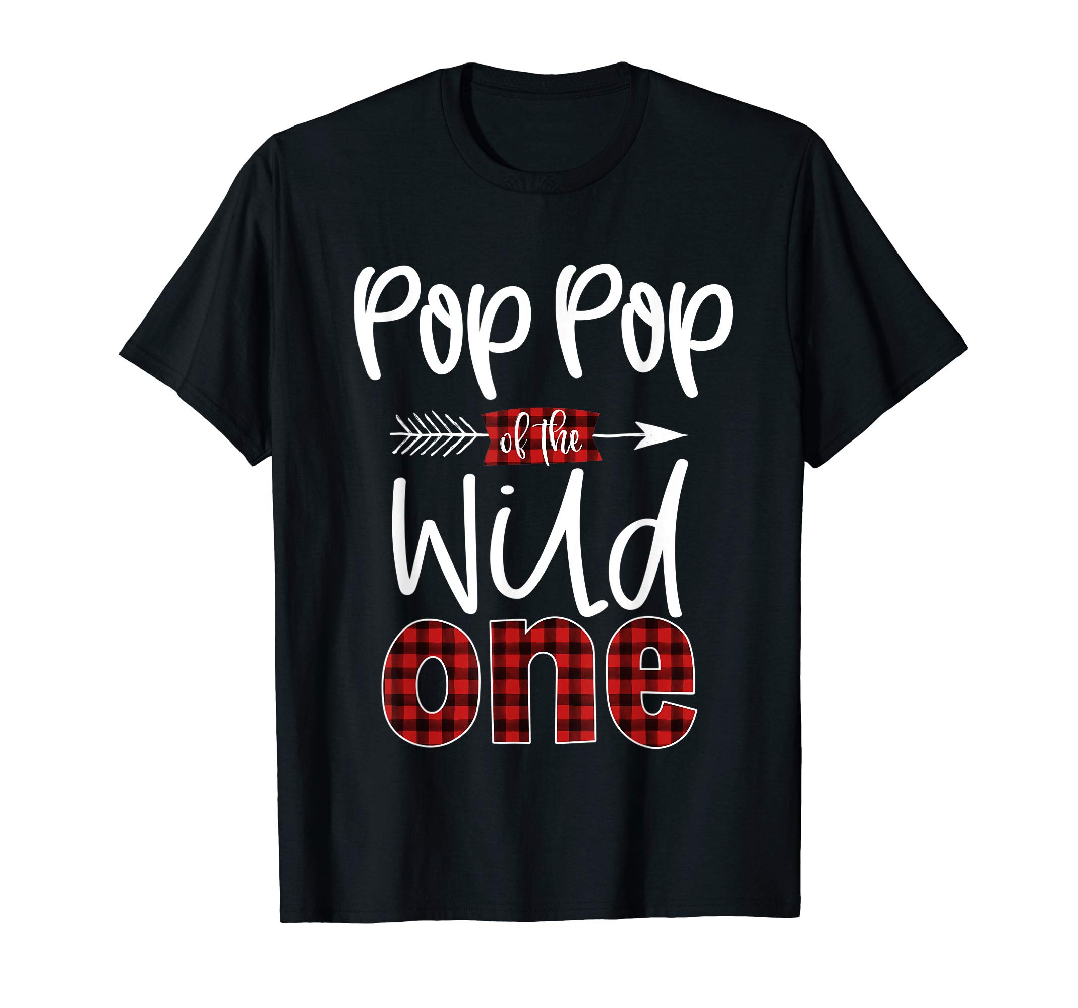 Mens Pop Pop of Wild One Buffalo Plaid Lumberjack 1st Birthday T-Shirt