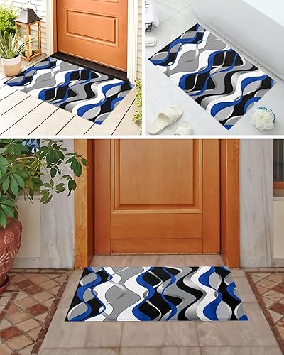 Miniatura 6 de Alfombra de baño para baño y dormitorio, diseño de geometría abstracta de felpa, antideslizante, absorbente, para entrada interior, 18 x 30
