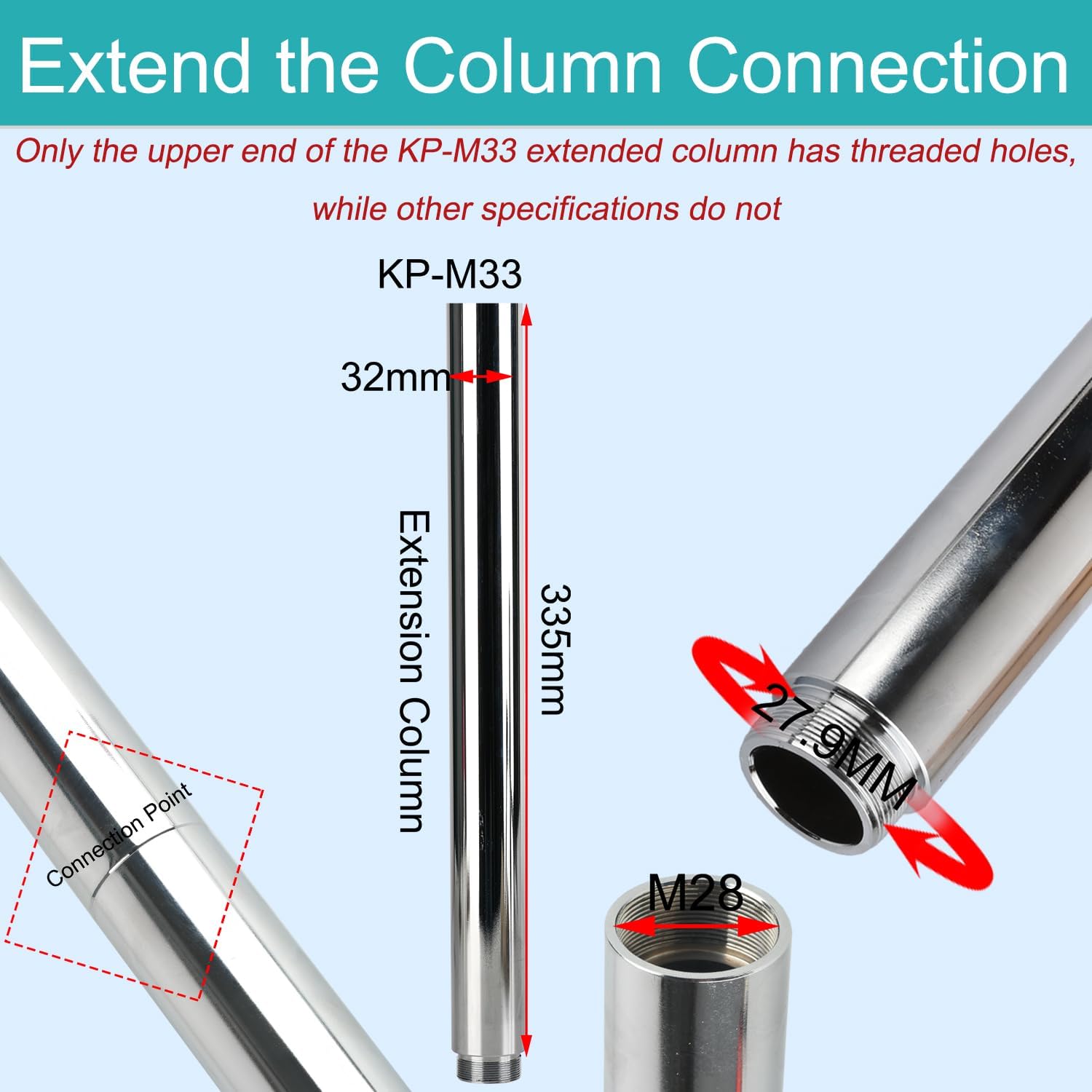 Optical Microscope Platform Stand,with a Length of 228mm-955mm,a Diameter of 32mm,and Screw Holes M6 (KP-M50)