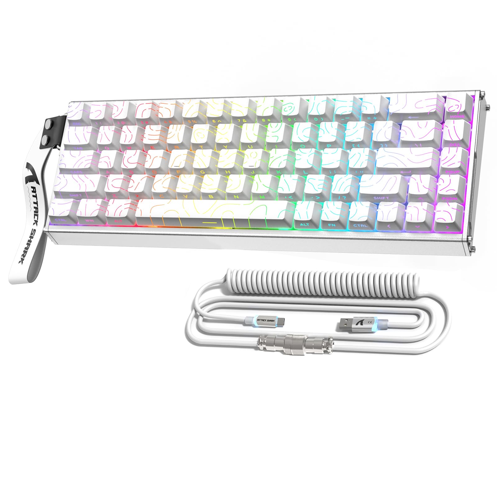 ATTACK SHARK X68MAX HE Vollaluminium-CNC-8KHz-Rapid-Trigger-Tastatur | Magnetschalter, Snap Tap, 0,005mm RT-Genauigkeit, Kabelgebundene RGB-Gaming-Tastatur, C01Ultral-Kabel, PC/Mac, Weiß Konturen
