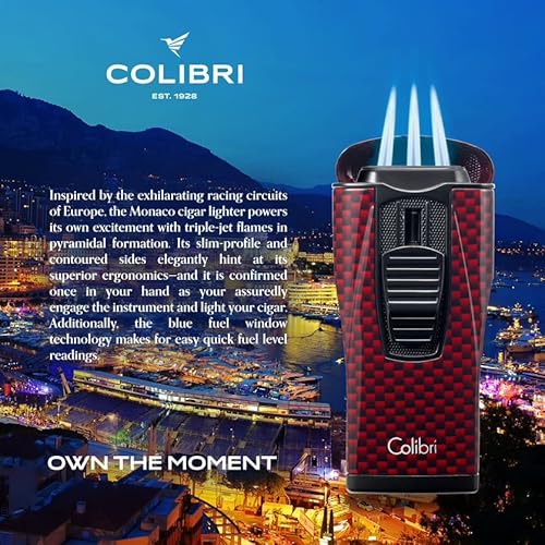 Colibri Monaco Triple Flame Lighter - Red Carbon Fiber Print #TOP2