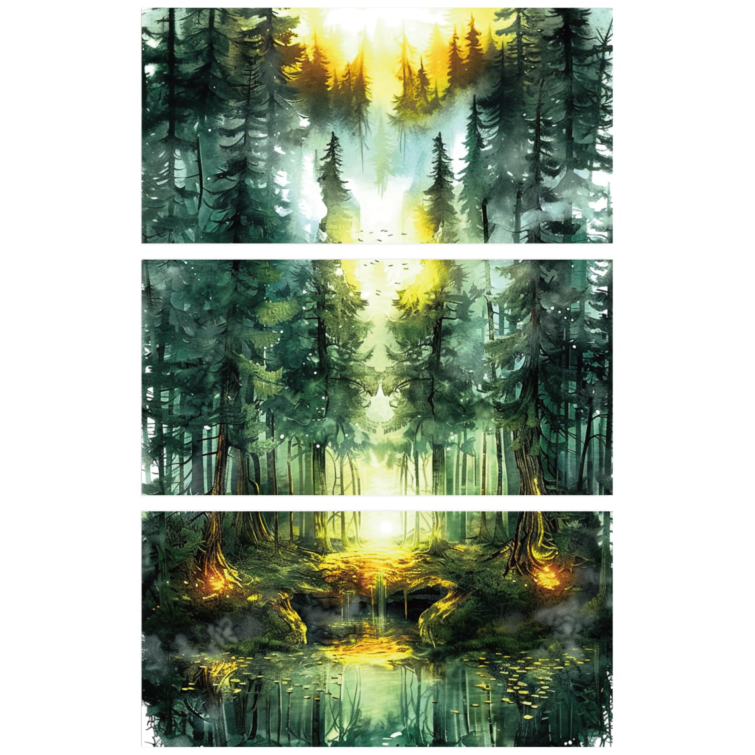 GLOBLELAND 3 Sheets Forest Pool Rub on Transfers for Furniture and Crafts Decals 6x12 inch Forest River Furniture Transfer Stickers Self Adhesive