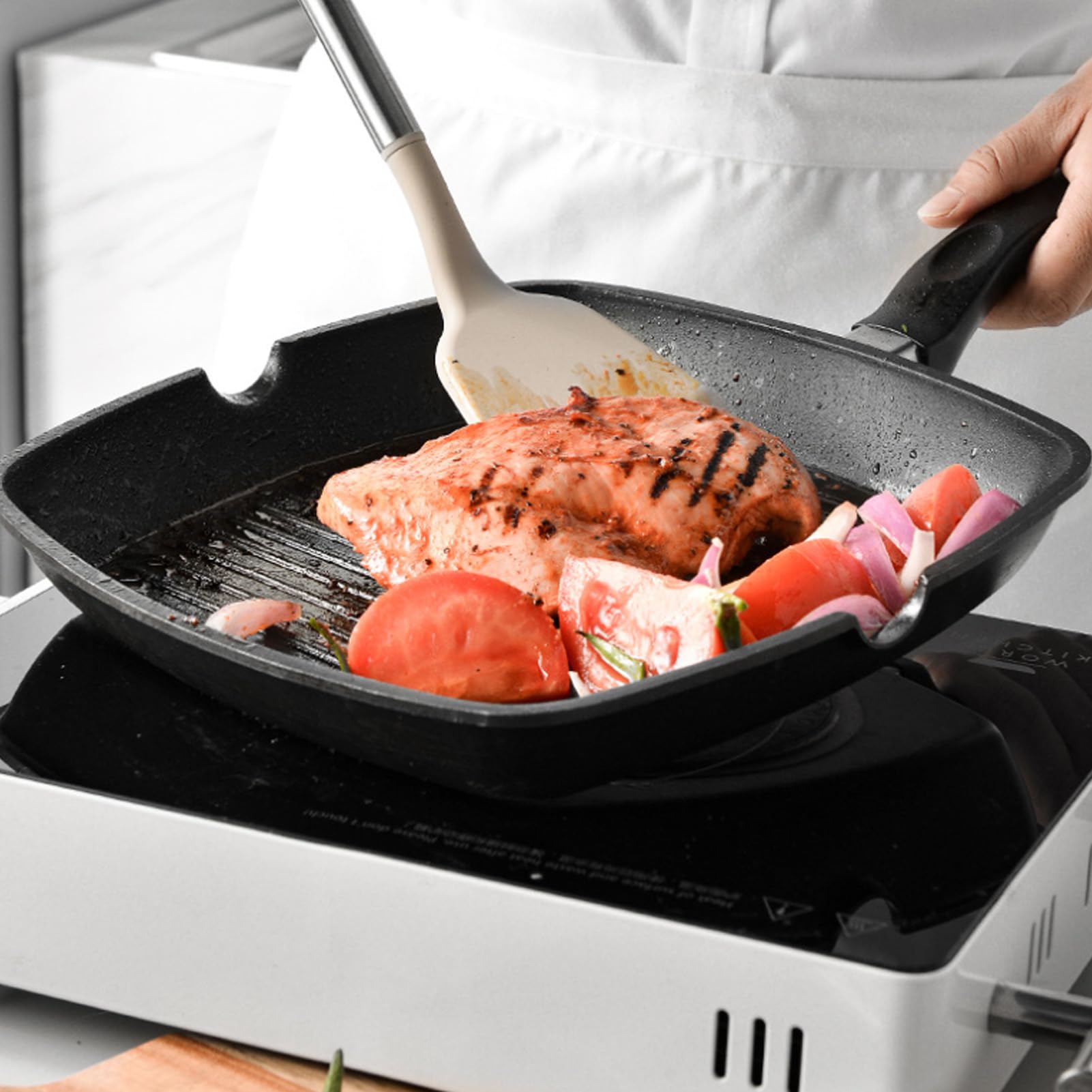 Silikon-Kochutensilien-Set, 10-teilig, hitzebeständig, antihaftbeschichtet, Silikon-Spatel-Set, Kochlöffel, Küchenutensilien mit Abtropffläche und Halter für Zuhause