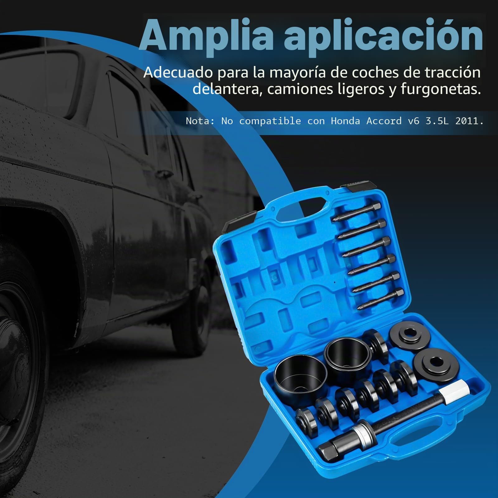 FreeTec Buje de Rueda de 19 Piezas de Rueda de Juego de Herramientas de Rueda Herramientas Extractor para Volkswagen para Audi para Opel para Fiat para BMW para Ford