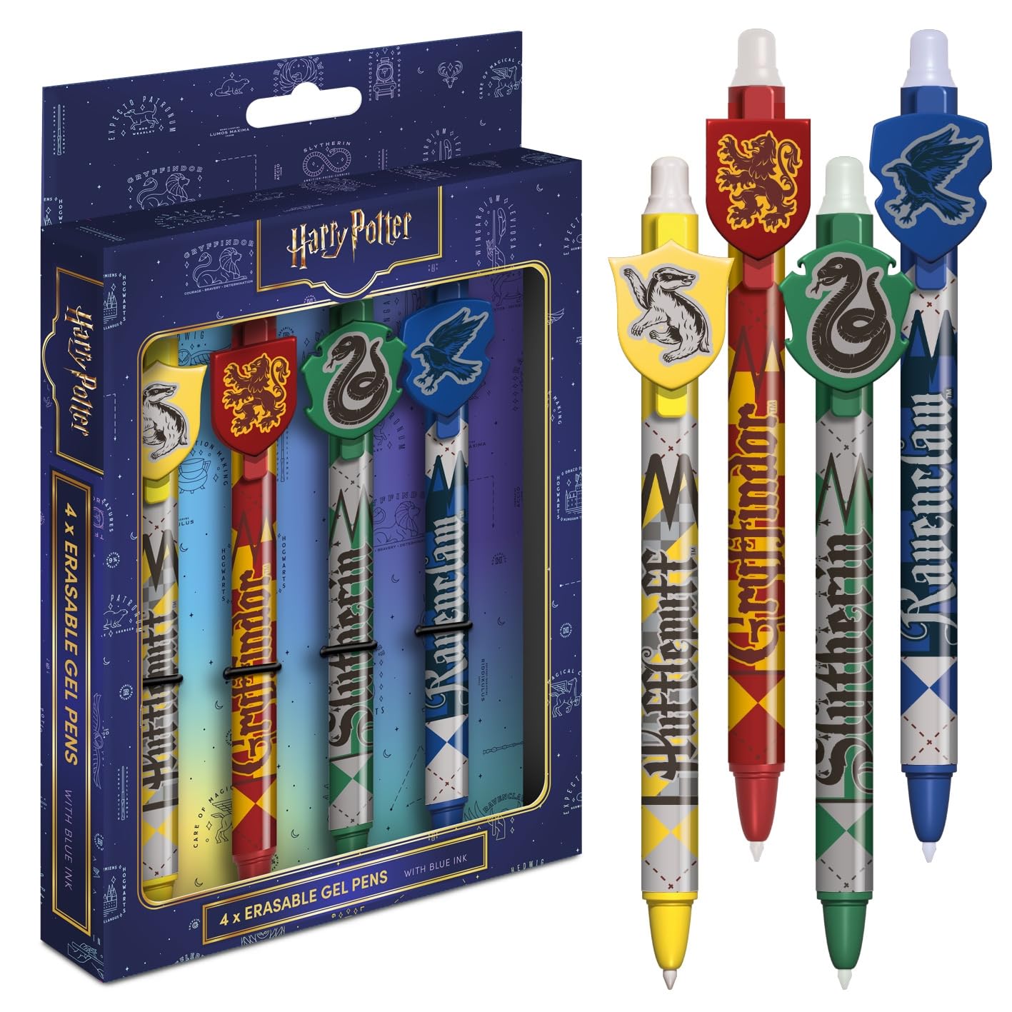 Harry Potter (Hogwarts Heraldry) 4Pk Erasable Gel Pen, Official Licensed Pen