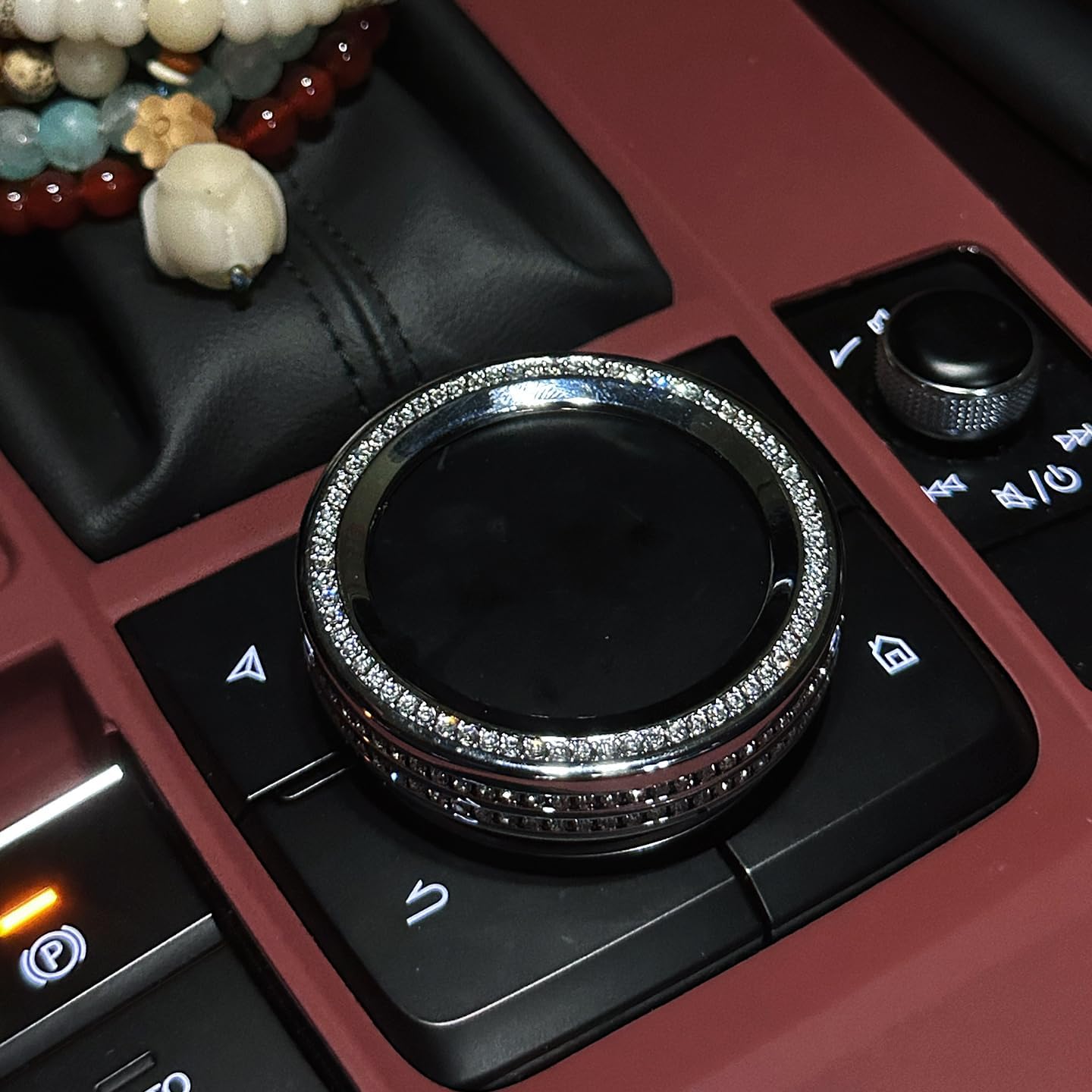 for Mazda CX-5 Car Interior Crystal Decor - Zinc Alloy with Hand-Inlaid Czech Preciosa Crystals, Luxury Accessories (Gold, CX5 AC Control Knob)