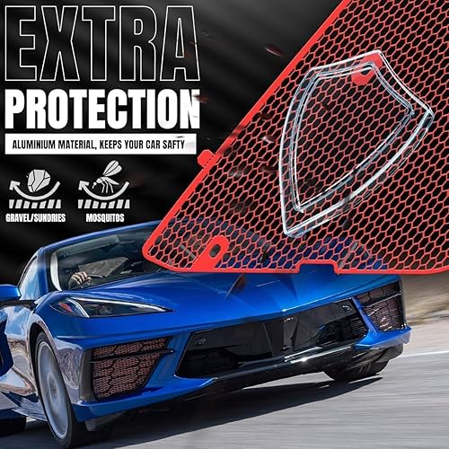 Miniatura 5 de 2 protectores de radiador exterior frontal, rejilla de ventilación de aluminio, cubierta protectora de panal de abeja para Corvette C8 C8 .R 2020