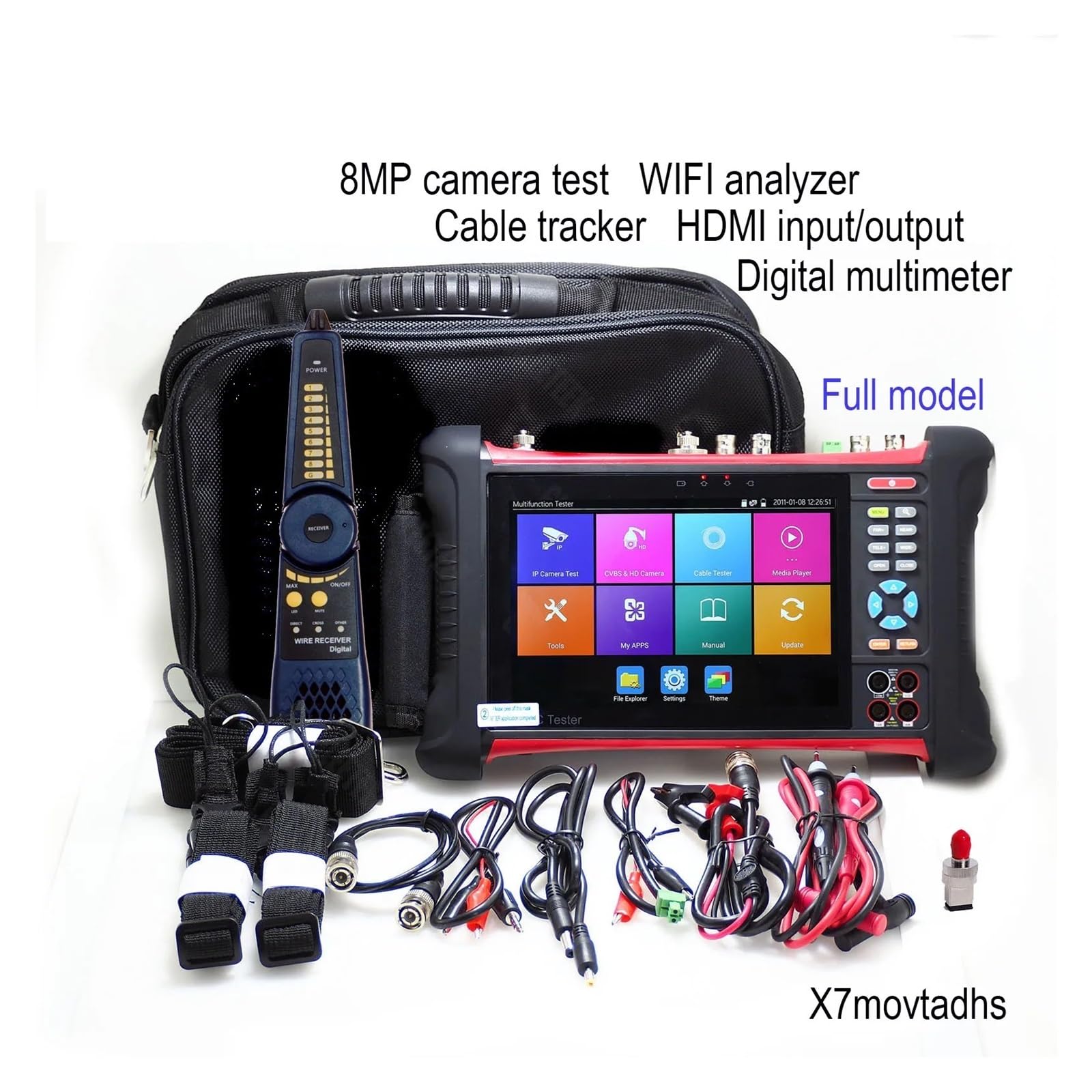 Tester CCTV, X7 MOVTADHS H.265 4K HD 7 "IP CCTV Tester Monitor AHD CVI TVI CVBS Test Telecamera 8MP Ingresso Multimetro Cavo Tracciante