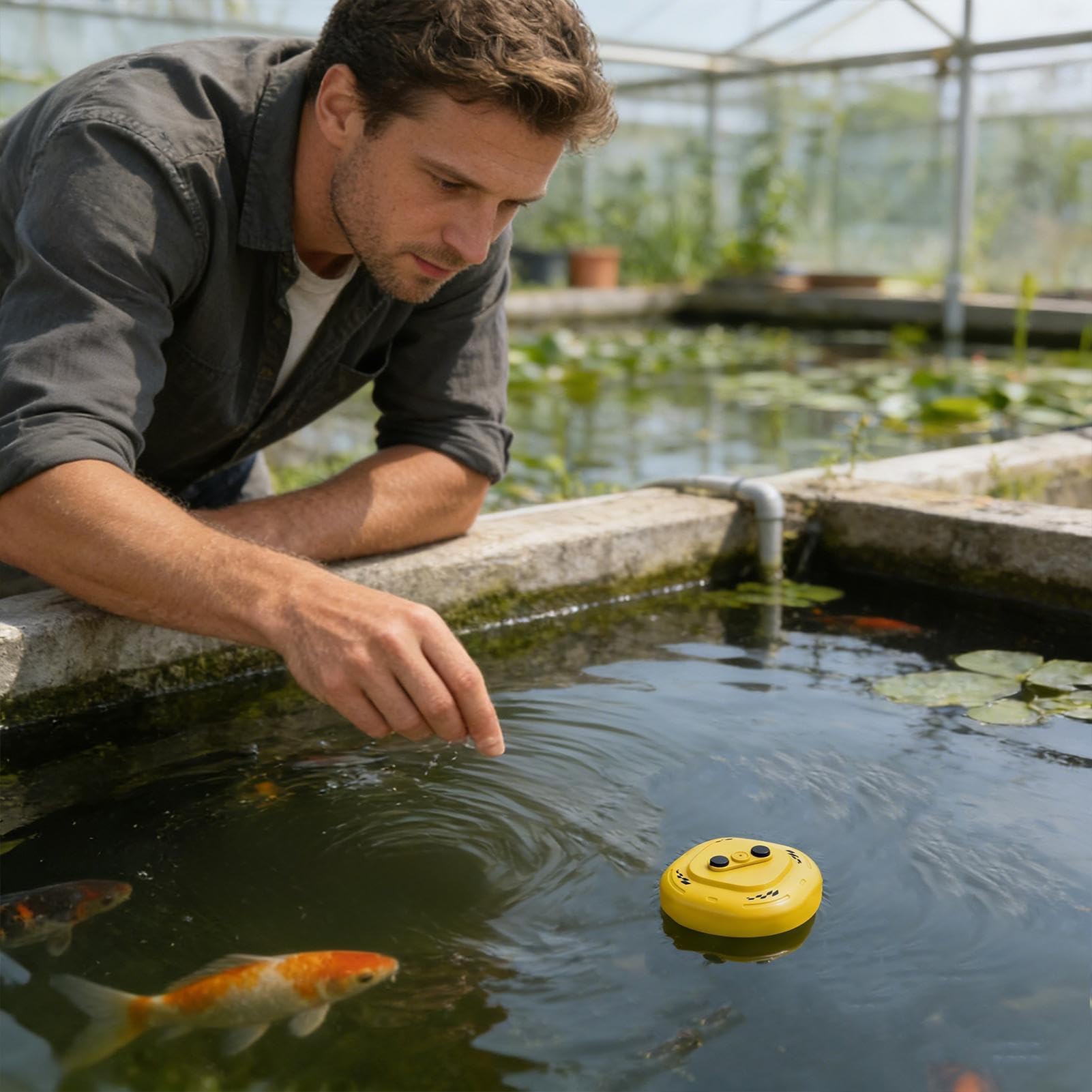 Aireador de fuente de estanque, diseño flotante de bajo consumo, oxigenador de 2000 mAh con instalación sin herramientas para paisajismo de jardín y patio