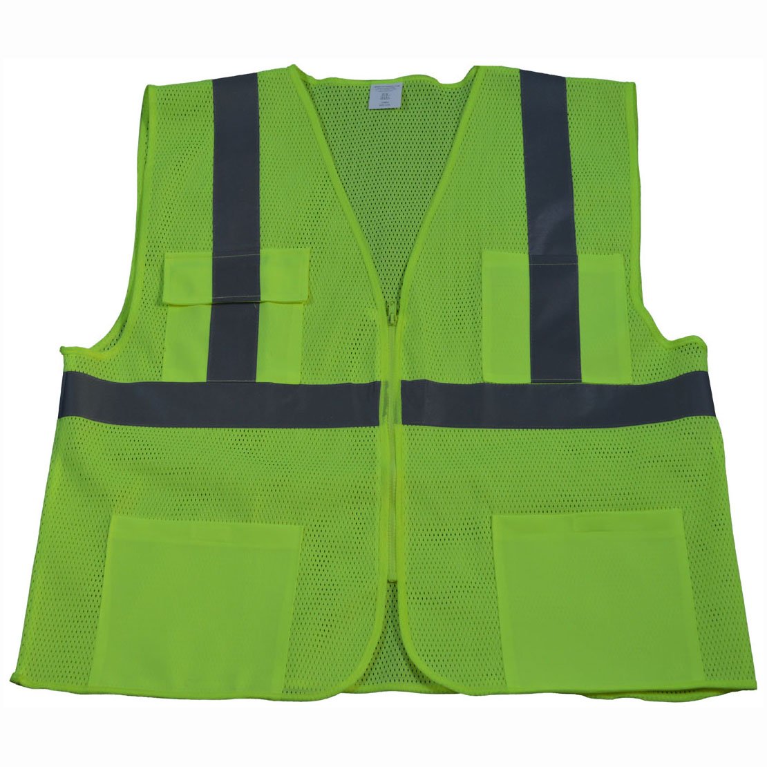 Petra Roc LVM24-L/XL ANSI Class 2 4 Pockets Zipper Closure Safety Vest, Large/X-Large, Lime Mesh