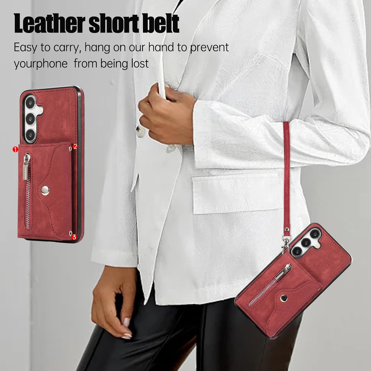 Asuwish Phone Case for Samsung Galaxy S26 5G 2026 Wallet Cover with Wrist Crossbody Strap Lanyard Credit Card Holder Stand Leather Cell Accessories S 26 26S GalaxyS26 Women Men Red