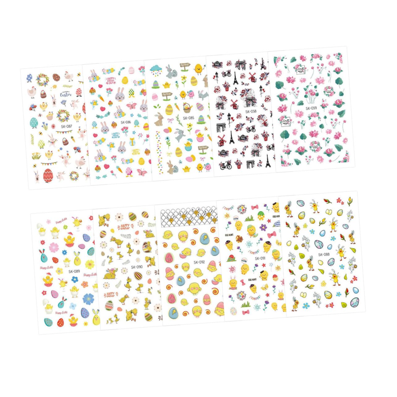 Healeved 3 Set Di Adesivi Per Nail Art Pasquali Per Bambini Fogli Adesivi Per Nail Art Pasquali Per Bambini 10 Pezzi * 3