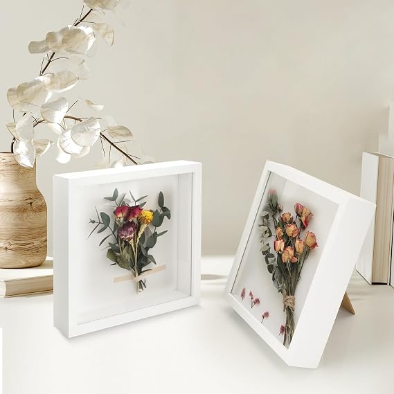 4 Pcs White Shadow Box Frame for Craft 3D Deep 8x8 inch