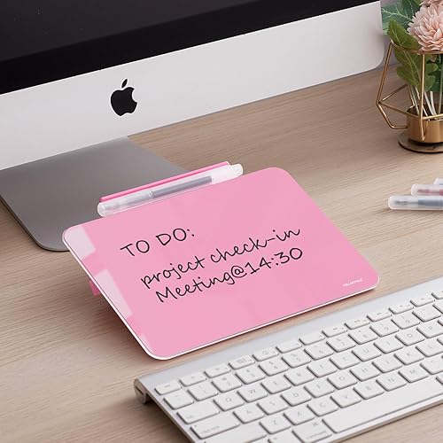 Vista 25 de TSJ OFFICE Pizarra blanca de escritorio pequeña – Pizarra de cristal de borrado en seco de 12 x 8 pulgadas con soporte, tablero de escritorio