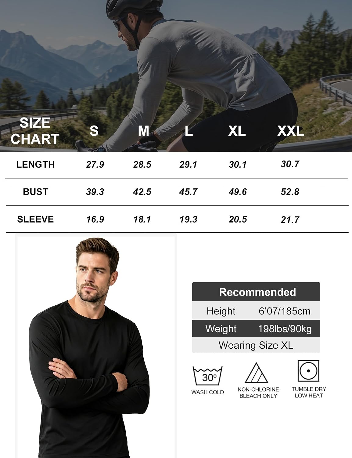 Kinglaman 5/7 Pack Men's Dry Fit Long Sleeve UV Protection Workout Shirts | UPF SPF Sun Block, Breathable Lightweight Fabric, Quick Dry, Moisture Wicking, for Running, Hiking, Outdoor Sports