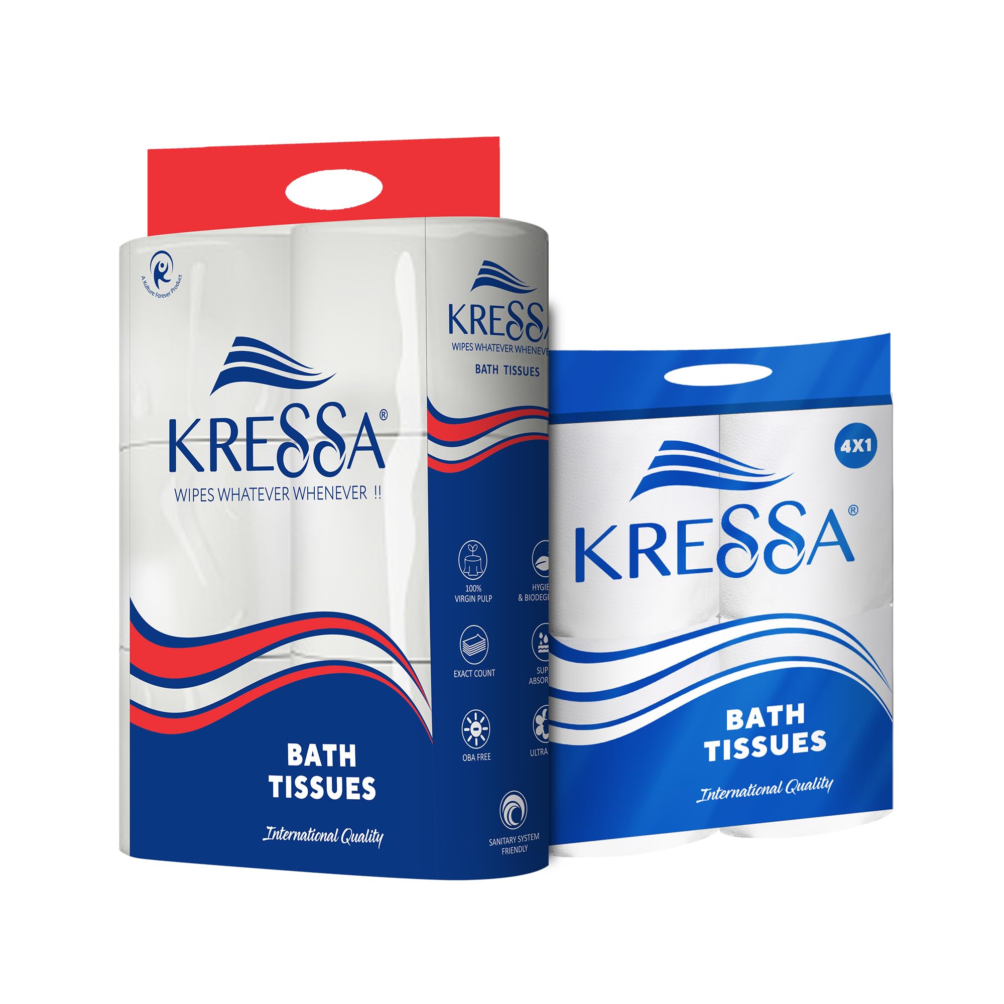 Kressa 2 Ply Toilet Tissue Roll | Toilet Paper | 10 Rolls 240 Pulls Per Roll Total 2400 Pulls Made Of 100% Imported Natural Virgin Pulp