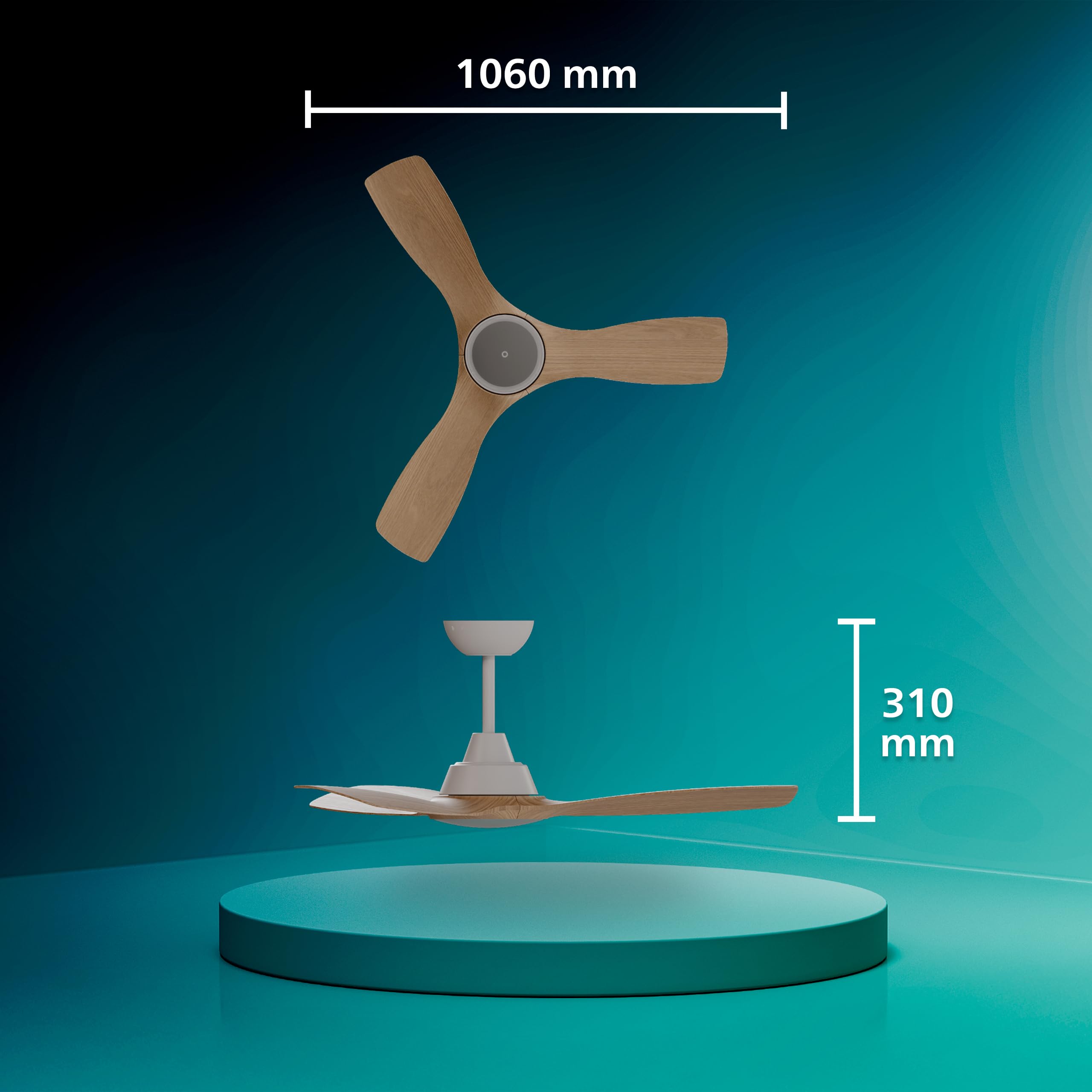 PHILIPS Ventilateur de Plafond LED 107 cm 2650 Lumens 3000-6500K Télécommande Blanc/Bois