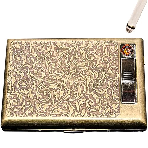 Estuche de metal para cigarrillos de doble cara, clip de resorte, soporte de bolsillo abierto con encendedor eléctrico para cigarrillos de 3.346 in,
