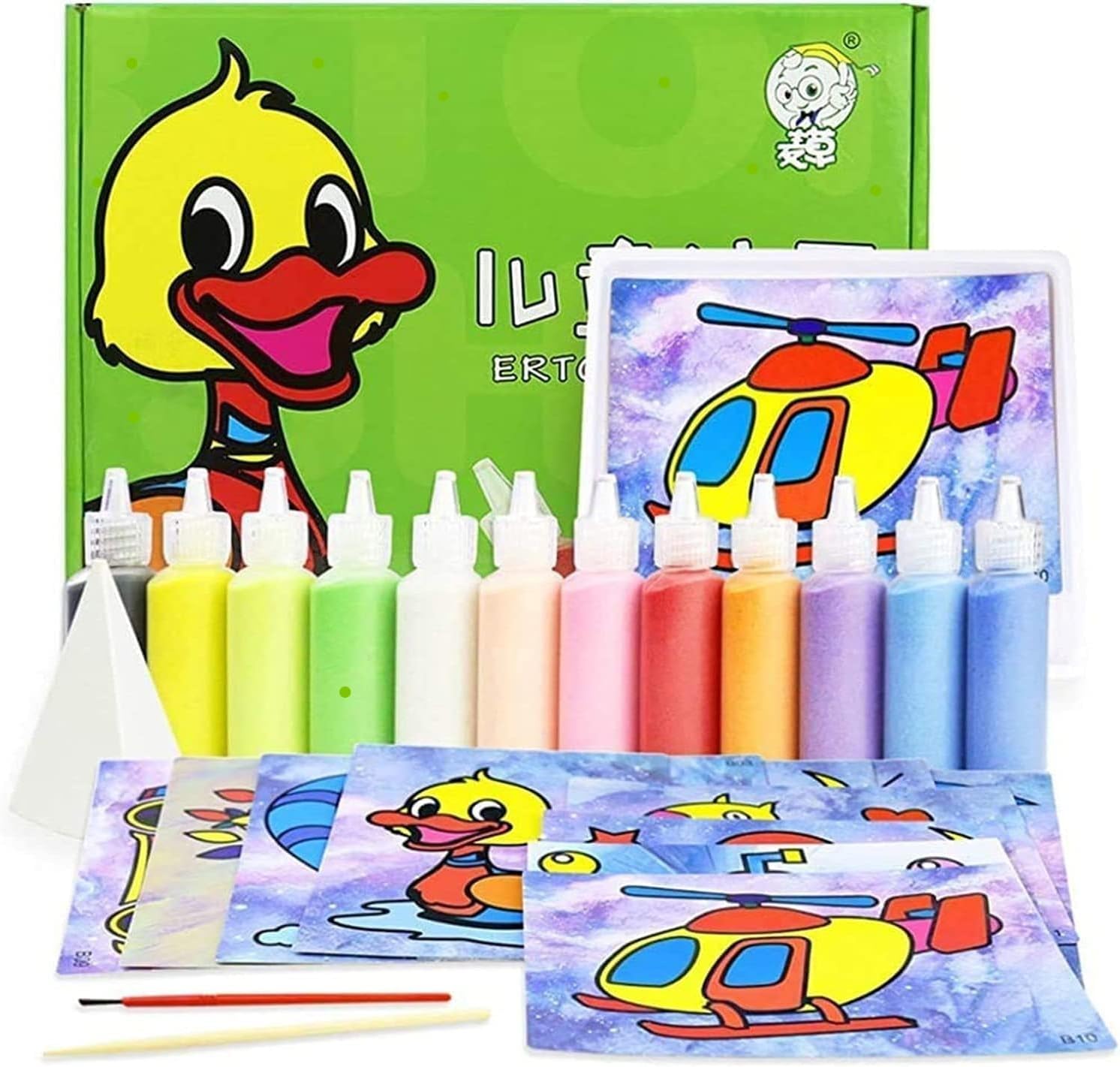 Limos 12Pcs/lot Kids DIY Sand Painting Toy Children Drawing Board Sets Bubble Handmade Picture Paper Craft Draw Art(Card Random)