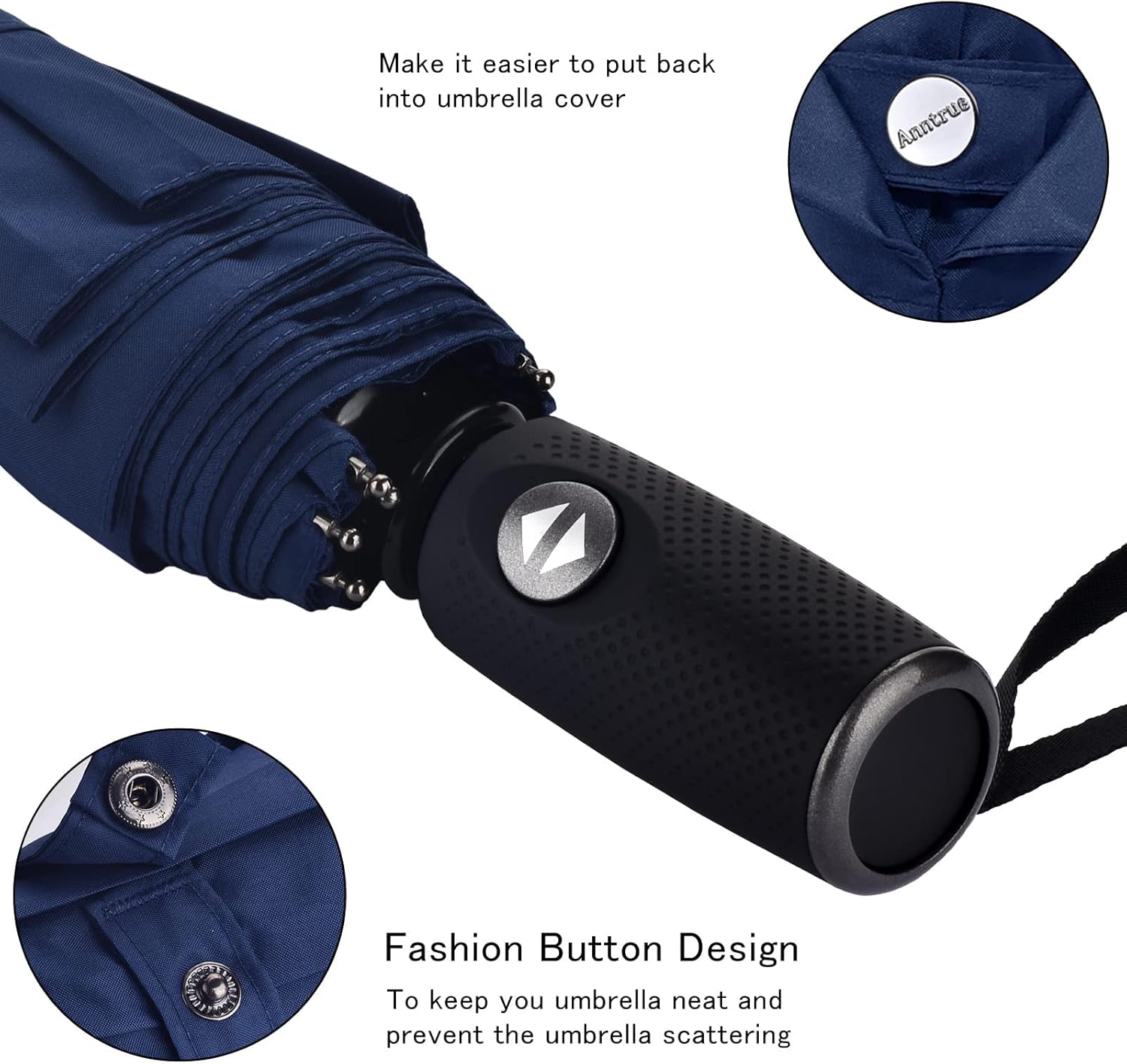 Anntrue Windproof Travel Umbrella, Auto Open Close Lightweight Compact Portable Backpack Folding Umbrella, Perfect for Car, Purse, Men and Women (Black) Anntrue Windproof Travel Umbrella, Auto Open Close Lightweight Compact Portable Backpack Folding Umbrella, Perfect for Car, Purse, Men and Women (Black)