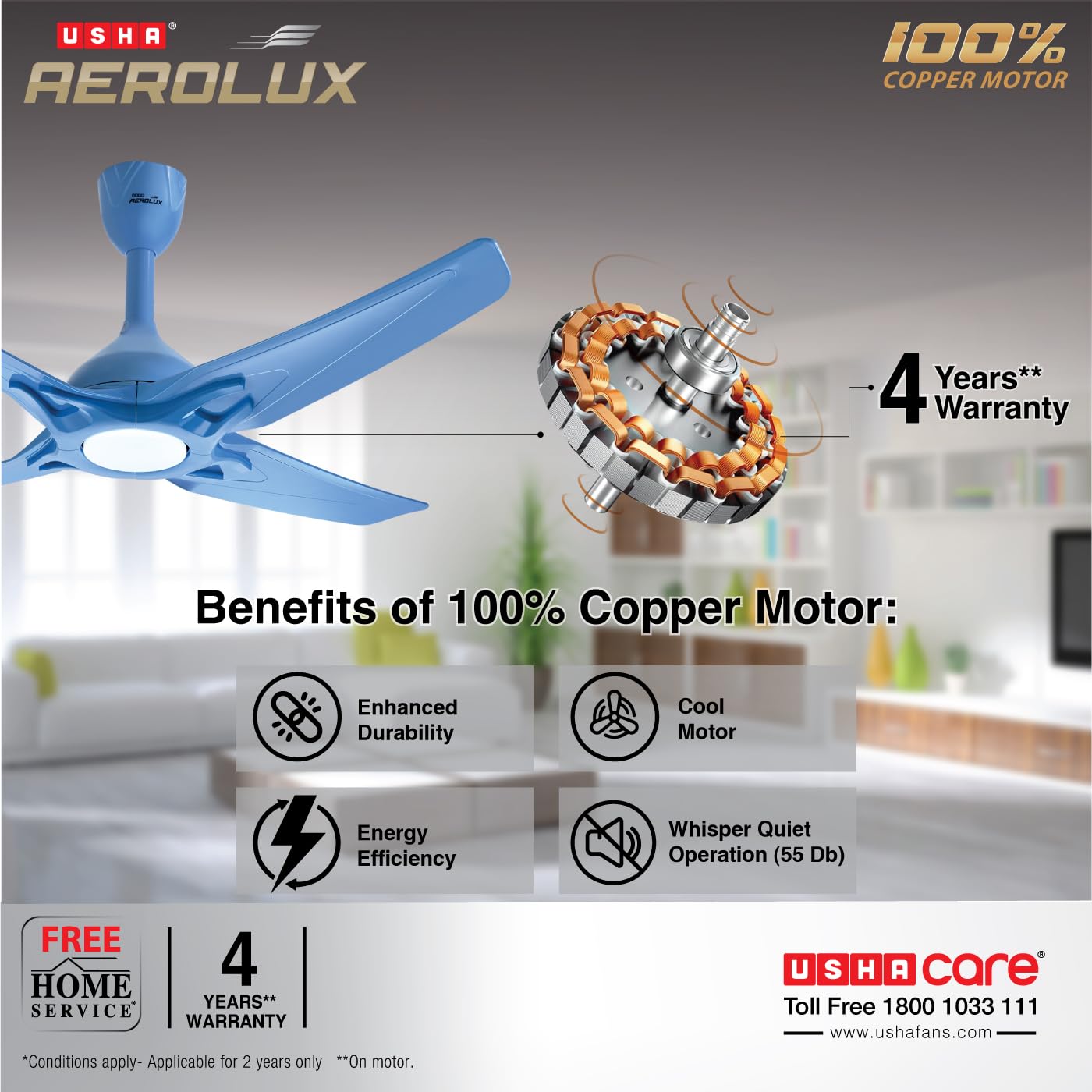 Usha CF 1380MM Aerolux Aetherius With Remote