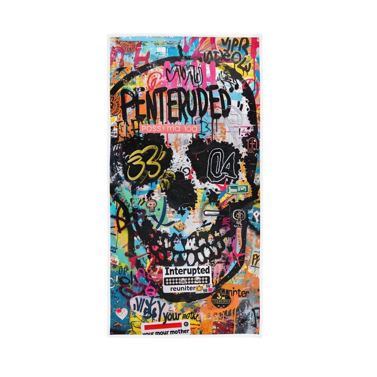 LSRCPD Vibrant Street Art Skull Hand Towels, 15 x 30 Inches, Soft Highly Absorbent Towels for Bathroom Gym Shower