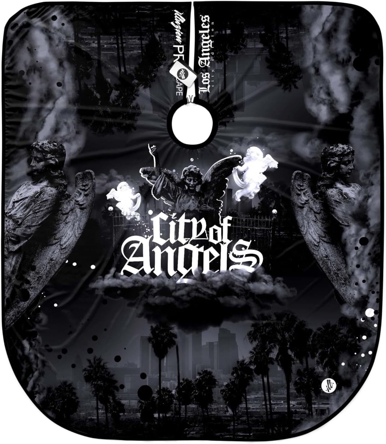 Illuzien City of Angels PRO Barber Cape, Hair Cut Cape, Water-Resistant Barber Accessories, Professional Cape