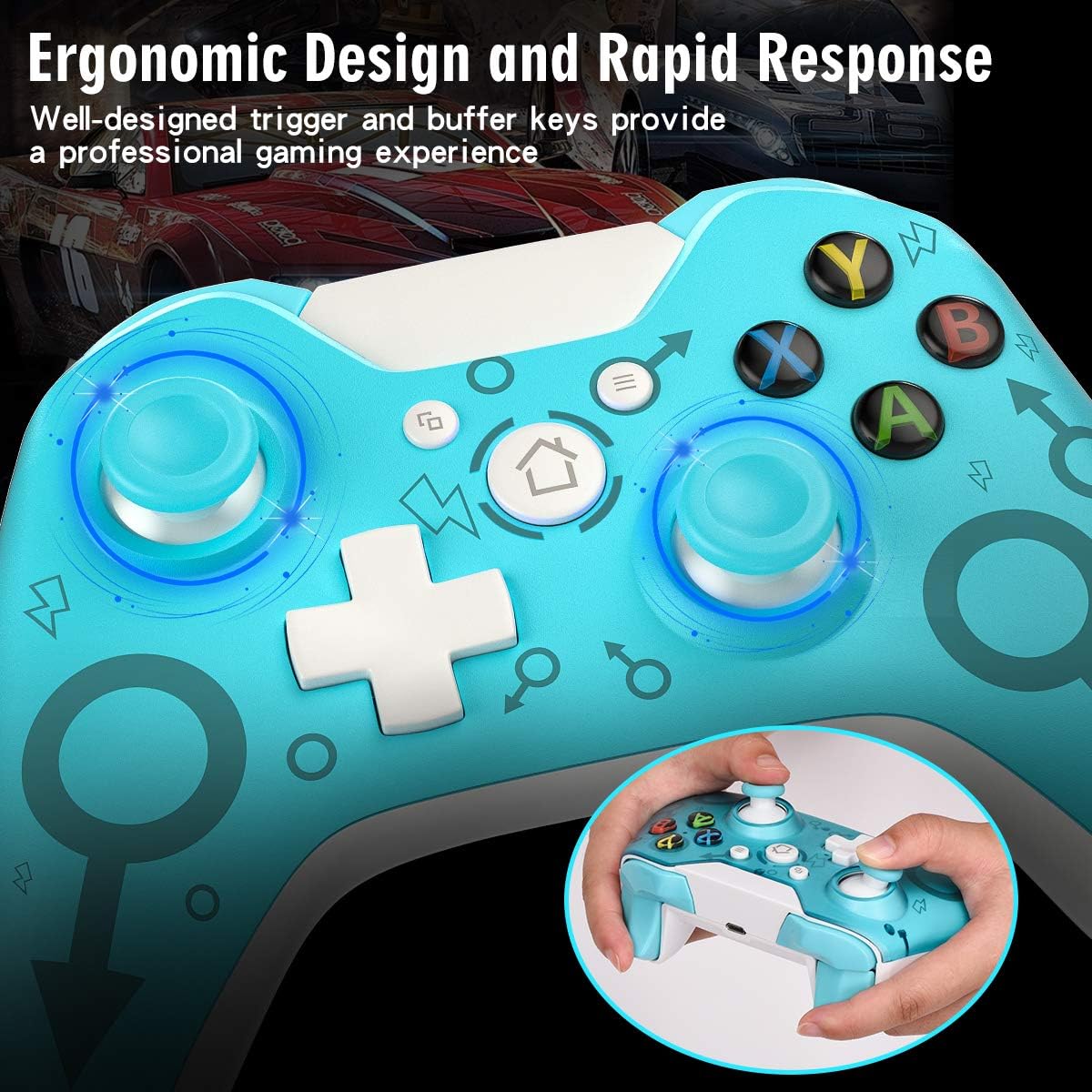 usergaing 2.4GHZ Xbox Wireless Controller Compatible with Xbox One Controller,Xbox Series X/S,Xbox One,Xbox One S,One X,Window PC(11,10,8)-Blue