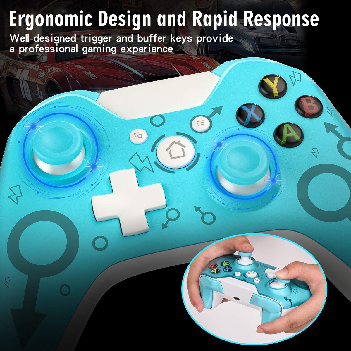 usergaing 2.4GHZ Xbox Wireless Controller Compatible with Xbox One Controller,Xbox Series X/S,Xbox One,Xbox One S,One X,Window PC(11,10,8)-Blue