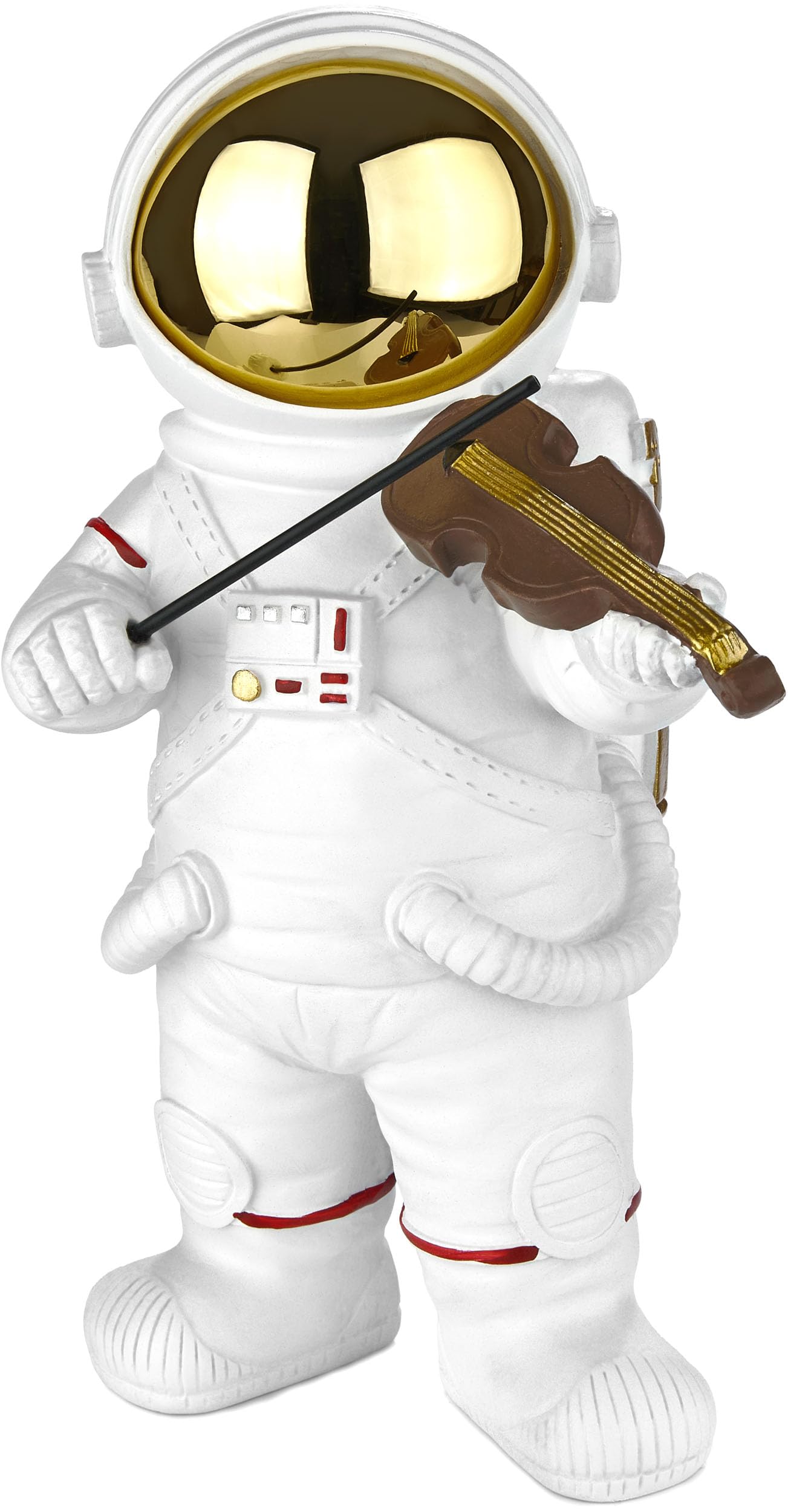 Brubaker Helmet: Gold Decorative Figure Astronaut Violinist - 7.9 Inches (20 Cm) Spaceman Space Figure With Violin And Chrome Plated Helmet - Hand Painted Modern Space Statue For Musicians - Gold And White