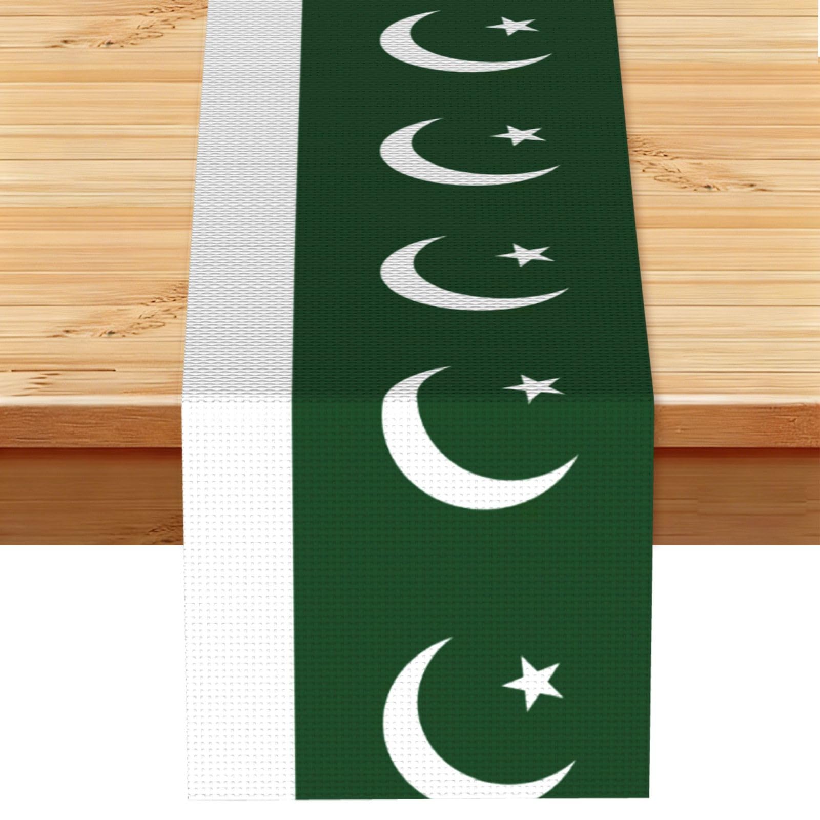 Flag of Pakistan Printed Table Runner 13 x 72, Wrinkle Resistant Decor for Dining Table Coffee Table Fireplace
