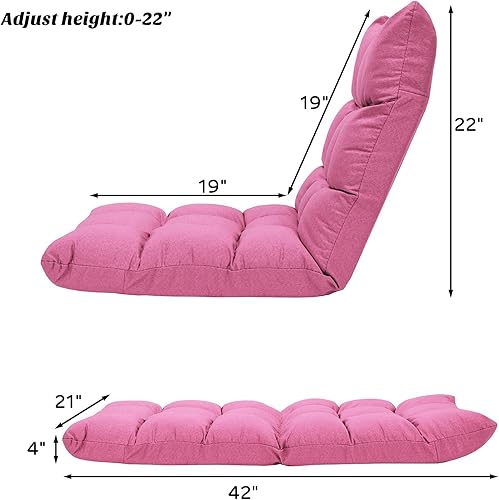 Miniatura 30 de Giantex Sofá ajustable para juegos de piso, acolchado de 14 posiciones, plegable, reclinable perezoso, esponja de alta resistencia, tela de algodón