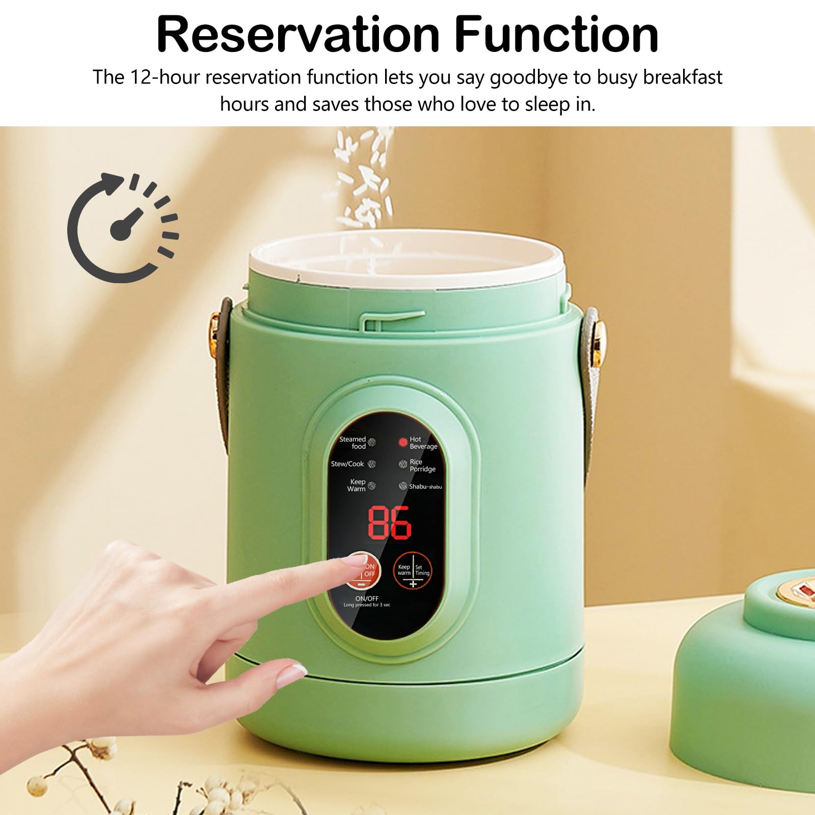 Elektrischer Hot Pot, Tragbarer Elektrischer Topf 800ML Ramen-Kocher mit 6 Modi & Timer Reise-Kochtopf Nudel Kocher Aler Fauler Topf für die Zubereitung von Suppen, Reis, Tee, Brei