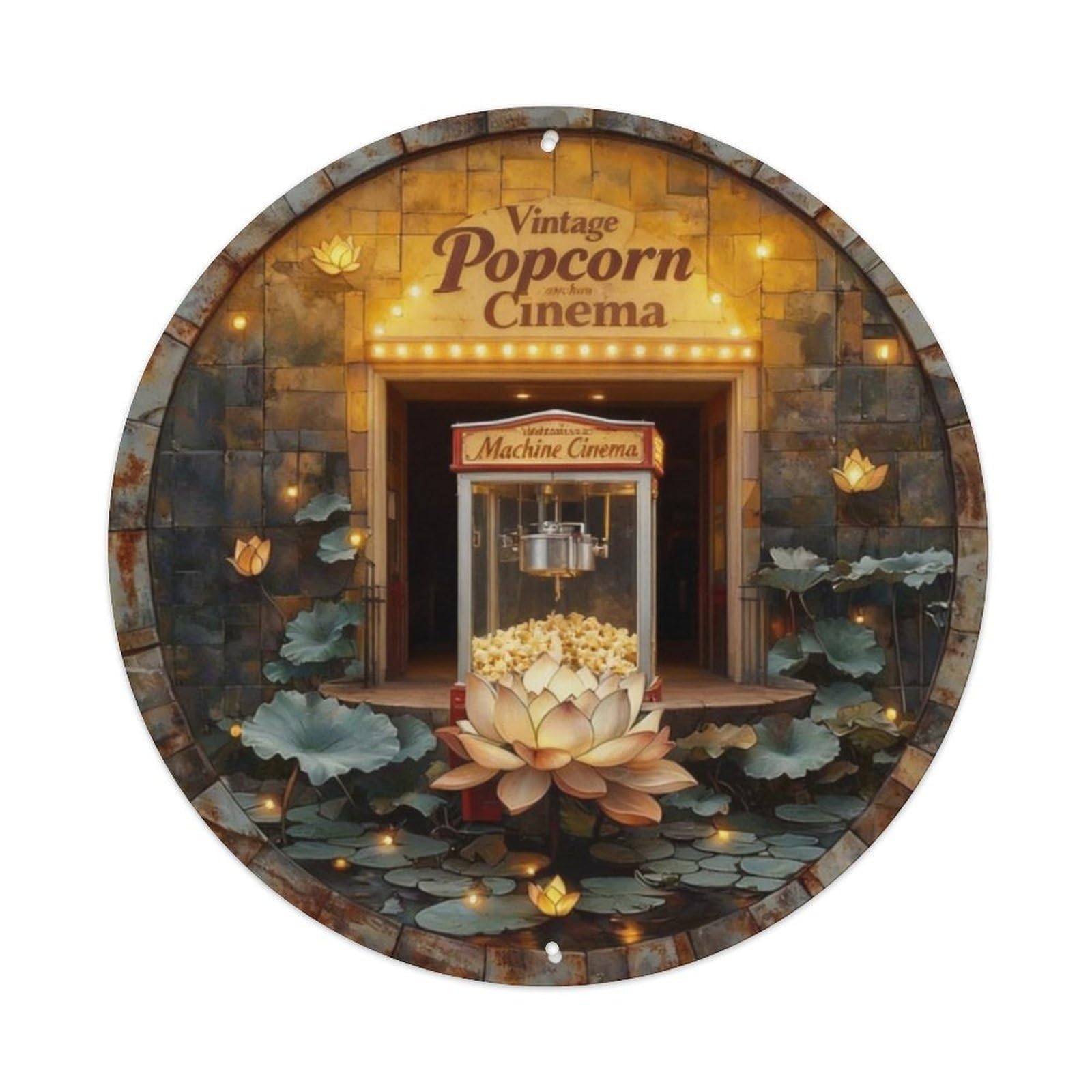 Vintage Popcorn Machine Cinema Metal Tin Sign Plaque