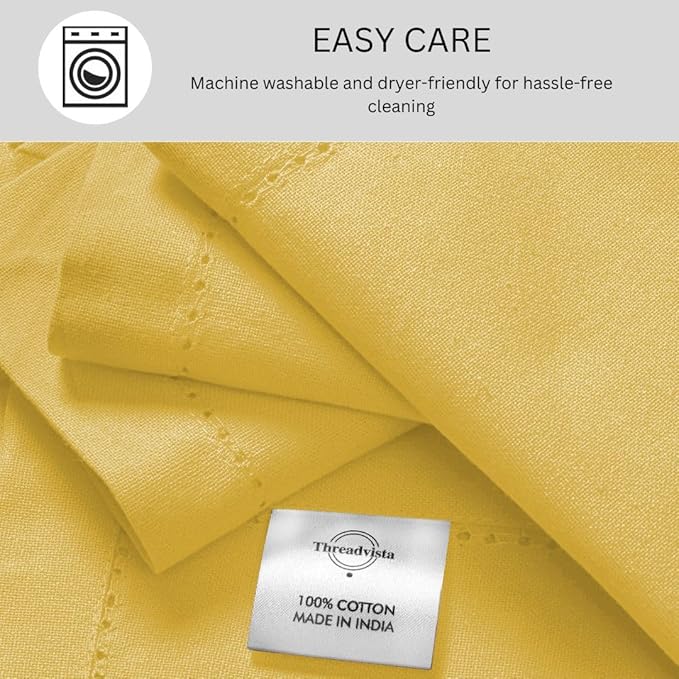 Servilletas de Tela 100% Algodón Hemstitch Set de 6 - 45x45 cm Amarillo miniatura 6