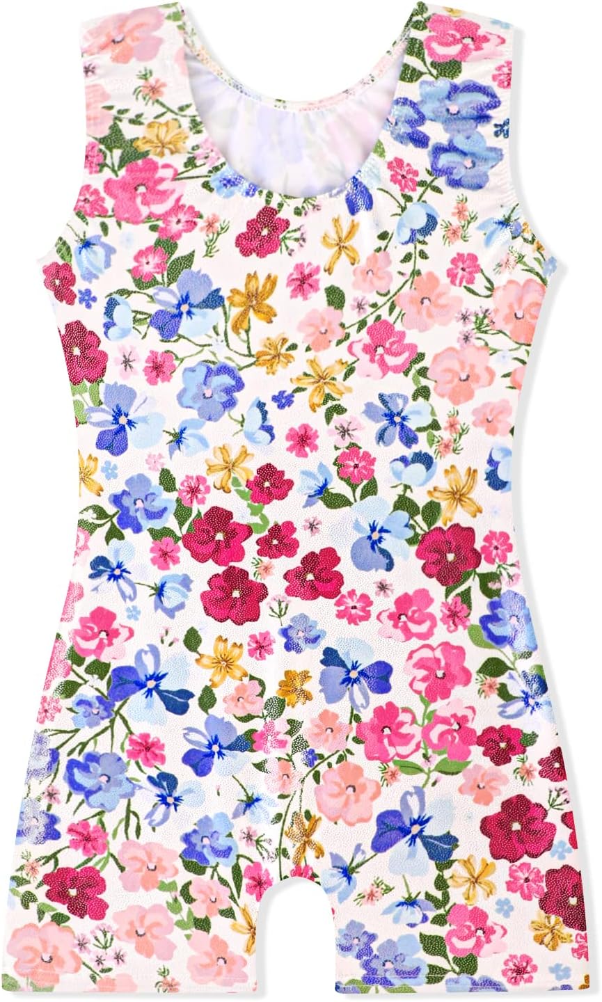 EQSJIU Gymnastics Leotards for Girls Sparkly Toddler Tumbling Outfits Dance Unitard Biketards with Shorts for Kids 1-10 Years - Image 2