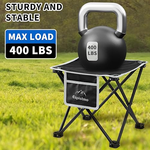 Miniatura 6 de Espistmo Paquete de 2 taburetes de campamento, taburete plegable portátil de 13.8 pulgadas para exteriores, jardinería, fiesta en la playa,