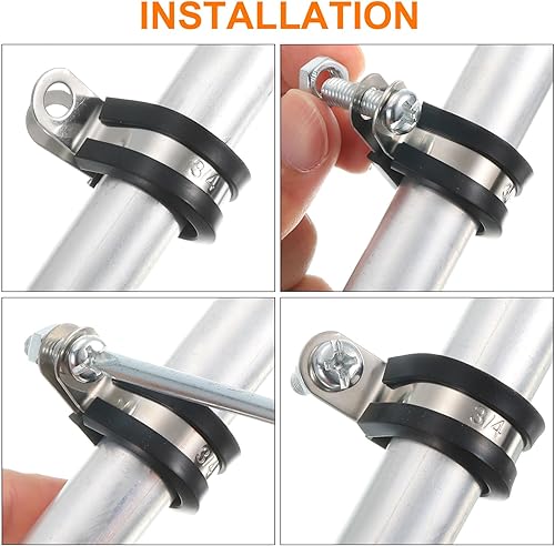 Miniatura 4 de uxcell Kit surtido de 140 abrazaderas de cable, abrazadera aislada acolchada de goma de acero inoxidable, surtido en 14 tamaños