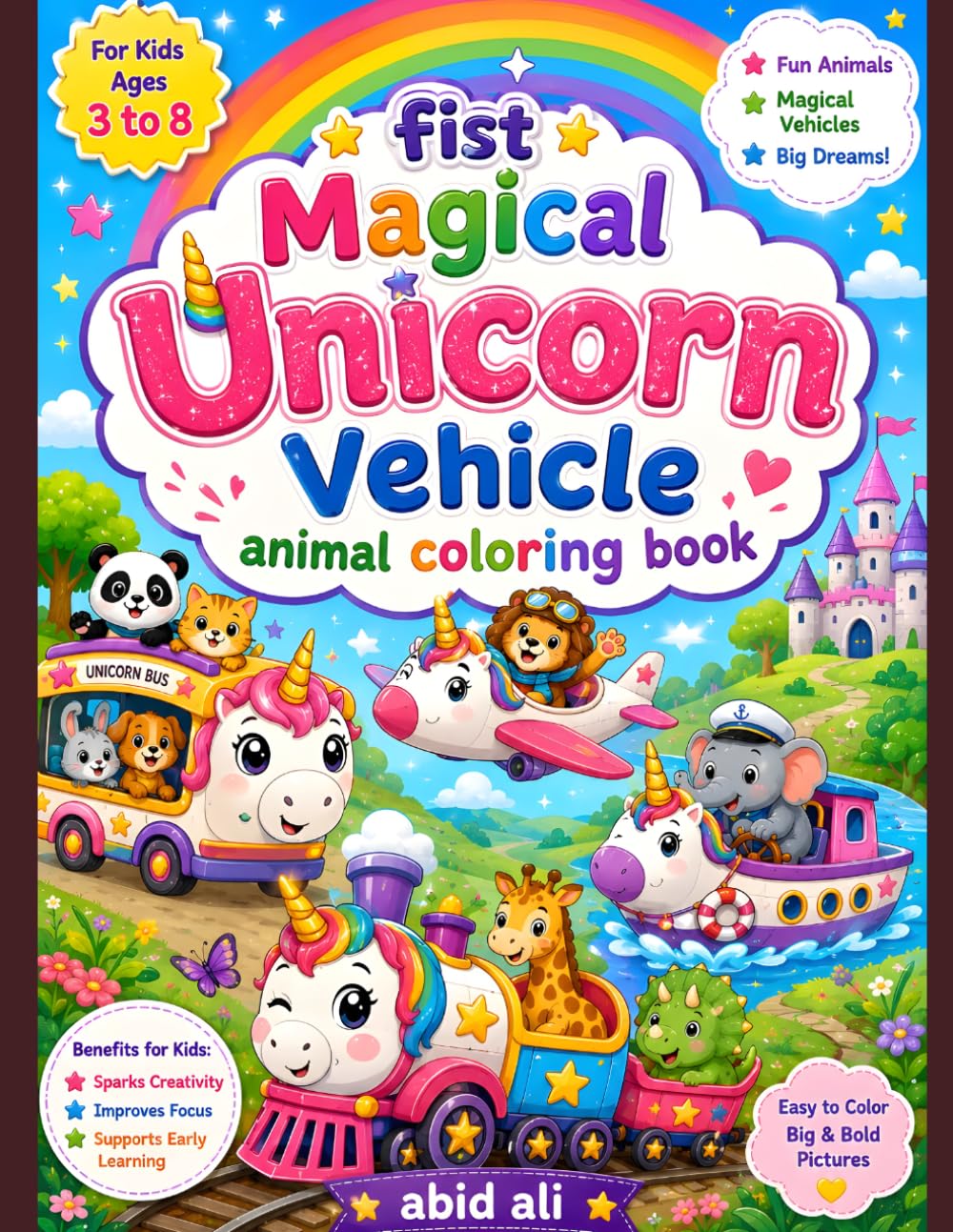 Easy Unicorn Coloring Book for Kids Ages 3-8: Cute Animal Mandala Illustrations, Big Easy Coloring Pages, Creative Fun for Toddlers, Preschoolers & Kids Ages 3-8