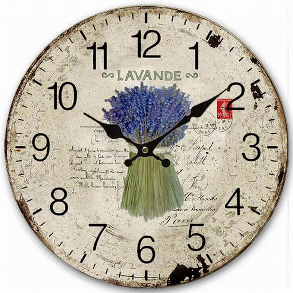 HQF Antique Kitchen Wall Clock, Eruner Lovely 14-inch Silent Quiet Clock for Lounge Bedroom Living Room Dining Room Hallway Clock with Retro Feel Birthday Gift