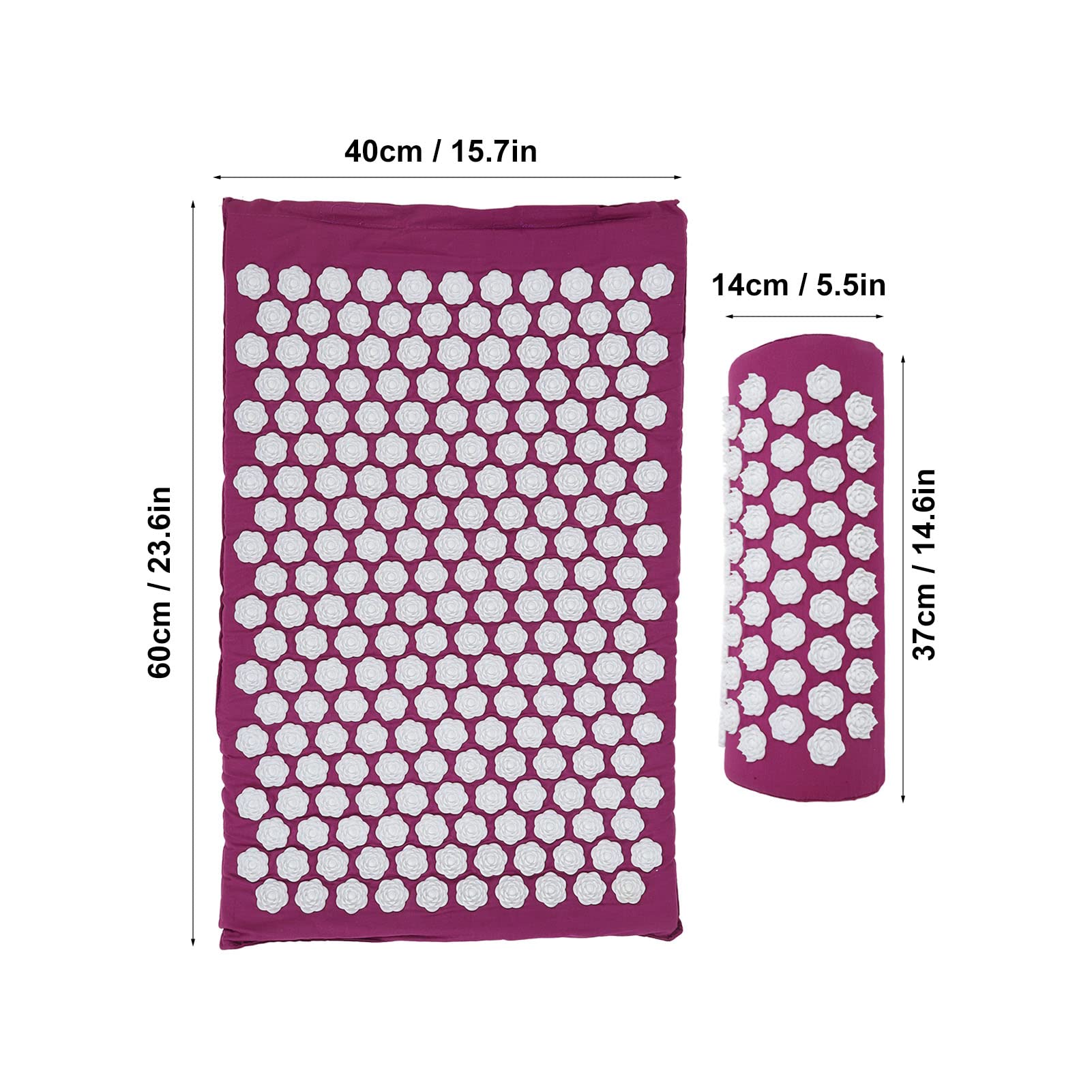 Tapis D'acupression, Tapis De Massage, Massage Relaxant les Muscles, Réduit le Cou, le Dos, les épaules, la Tête, Soulage le Stress, Coussin D'acupression(Couleur lavande)