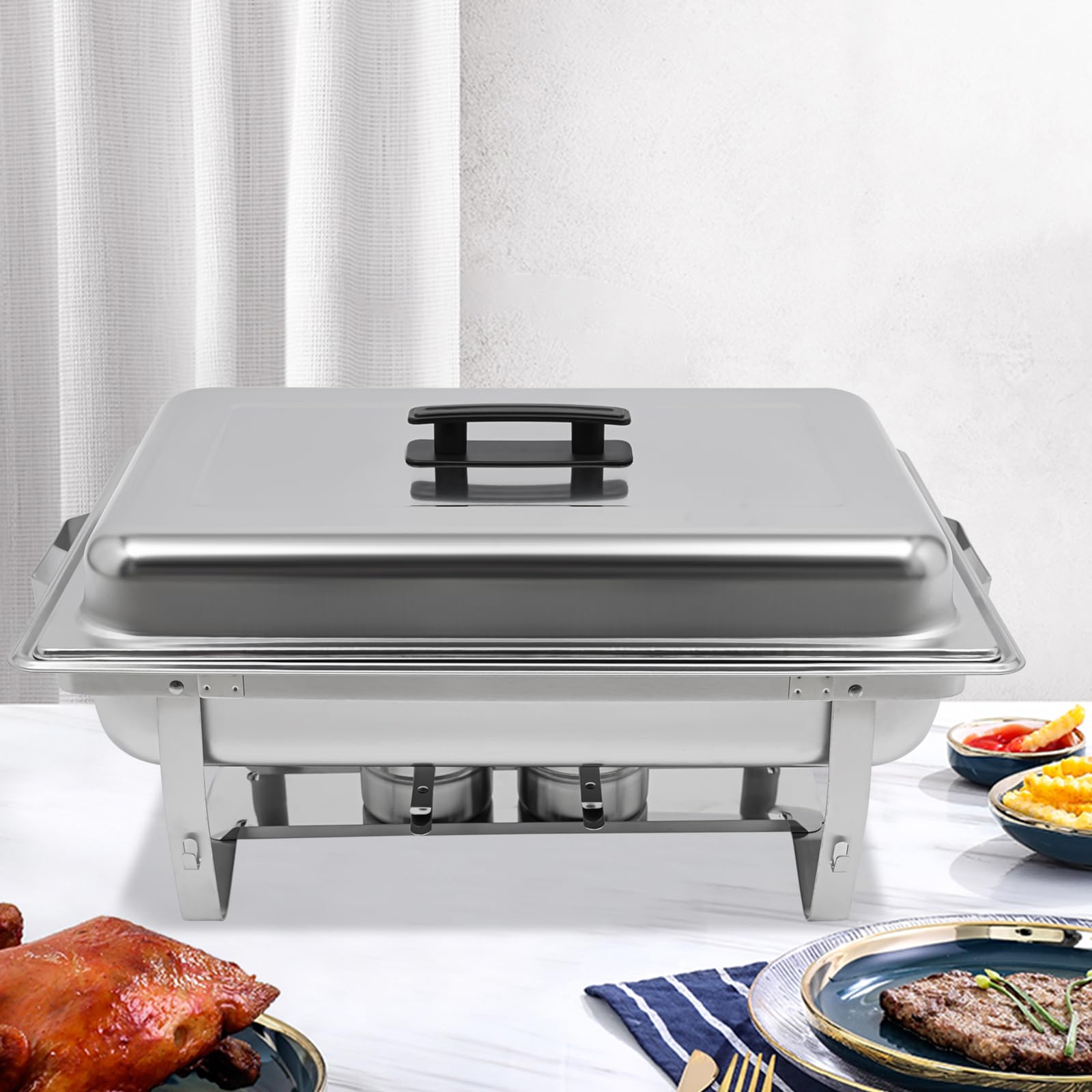 Chafing Dish Buffet Set Rettangolare Catering Chafer, Capacità 7L per feste ed eventi in ristoranti – Dispositivo di mantenimento del calore per buffet e celebrazioni